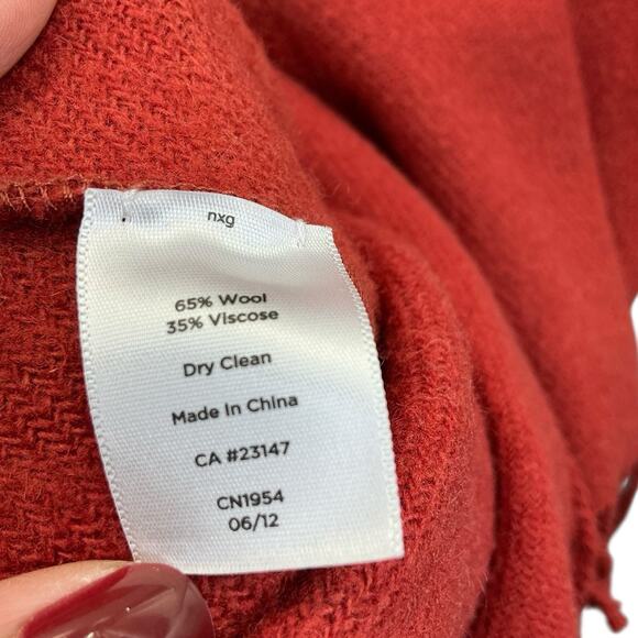 Talbots Poncho Shawl Cardigan Women One Size Wool Fringe Hippie Boho - Picture 6 of 11